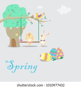 Easter bunnies illustration