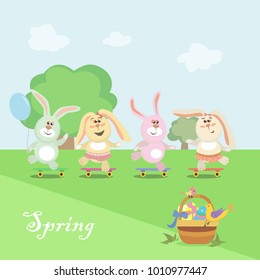 Easter bunnies illustration 