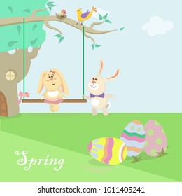 Easter bunnies illustration