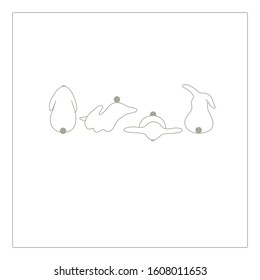 
Easter bunnies. Modern, cute silhouettes of rabbits. Forest animals. Graphic hare. Children's, spring print.