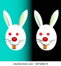 Easter bunnies on a black and blue background. Vector illustration