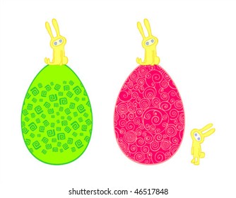 Easter bunnies on the egg