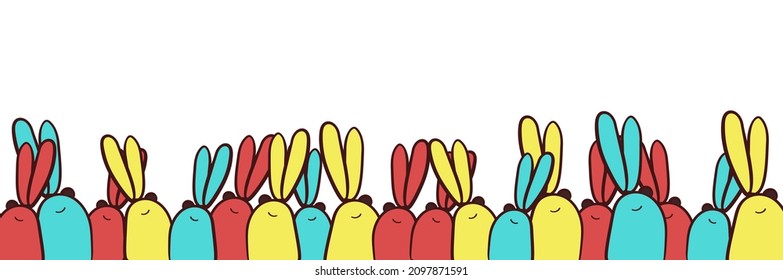 Easter bunnies on a transparent background. Any background color.