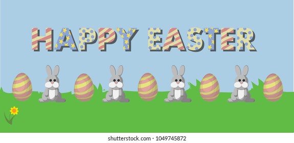 Easter bunnies postcard