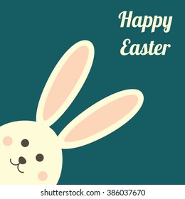 Easter bunnies rabbit greeting card Vector illustration.