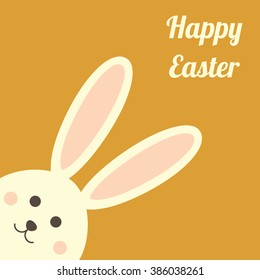 Easter bunnies rabbit greeting card Vector illustration.