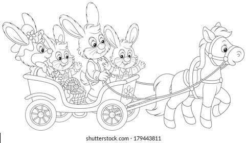 Easter bunnies riding 