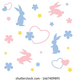Easter bunnies seamless pattern, easter background for textiles, wallpapers, wrapping. Vector illustration