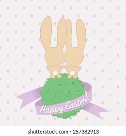 Easter Bunnies. Seamless pattern included in swatch palette.