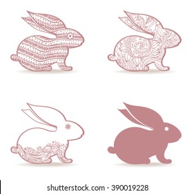 Easter bunnies. Set for your beautiful design. Happy Easter!