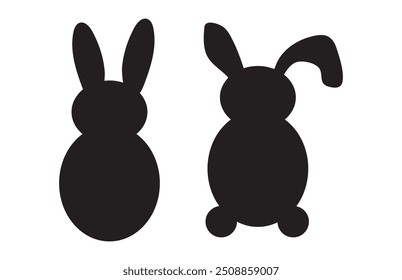 Easter bunnies silhouettes vector icon isolate. Easter rabbit vector isolated on white background.
