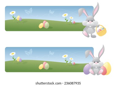 Easter Bunnies and spring banners.