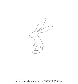 Easter bunny animal line drawing, vector illustration