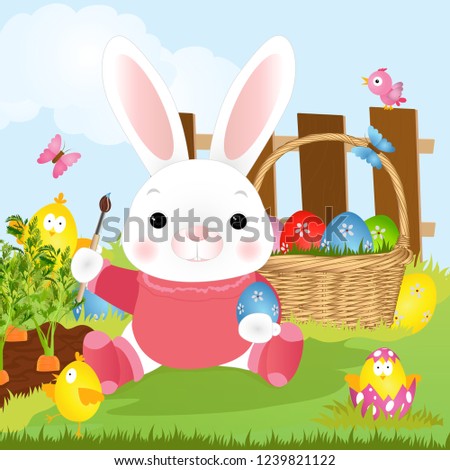 easter bunny artist easter rabbit paints stock vector royalty free