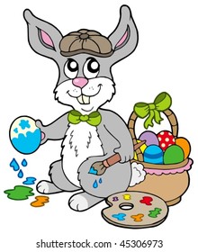 Easter bunny artist - vector illustration.