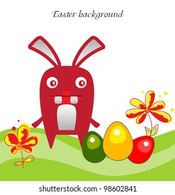 Easter bunny backgraund. The Easter bunny with Easter eggs