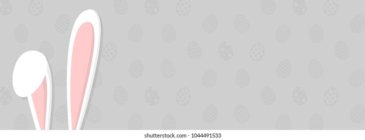 Easter bunny - background with eggs and copyspace. Template of a banner. Vector.