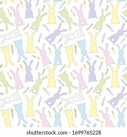 Easter bunny background. Spring vector illustration in pastel colors.