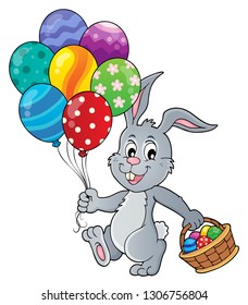 Easter bunny with balloons image 1 - eps10 vector illustration.