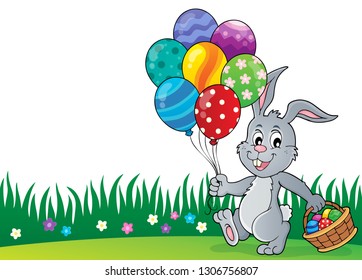 Conejo de Pascua con imagen de globos 2 - ilustración vectorial eps10.