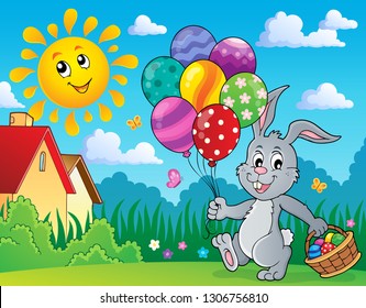 Easter bunny with balloons image 3 - eps10 vector illustration.