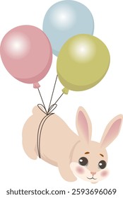 Easter Bunny And Balloons Vector Illustration