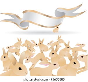 Easter Bunny Banner EPS 8 vector, grouped for easy editing. No opens shapes or paths.