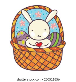 Easter bunny in basket.