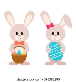 easter bunny with a basket and egg
