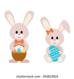 easter bunny with a basket and egg set