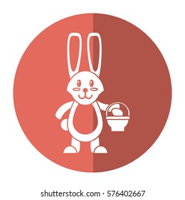 easter bunny with basket egg shadow