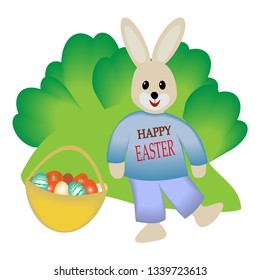 Easter Bunny with a basket of eggs