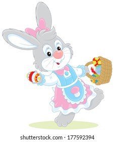 Easter Bunny with a basket of eggs