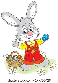 Easter Bunny with a basket of eggs