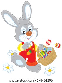 Easter Bunny with a basket of eggs