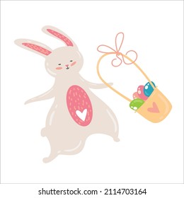 Easter Bunny with basket and eggs
