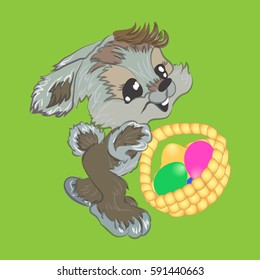 Easter Bunny with basket of eggs