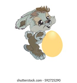 Easter Bunny with basket and eggs