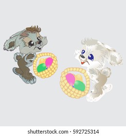 Easter Bunny with basket and eggs