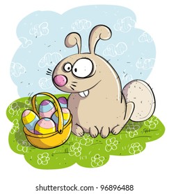 Easter Bunny with Basket of Eggs