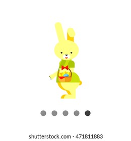 Easter bunny with basket of eggs flat icon