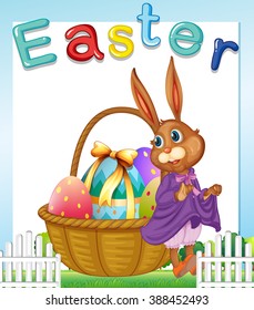 Easter bunny with basket of eggs illustration