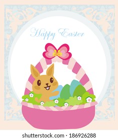Easter Bunny with basket full of Easter eggs 