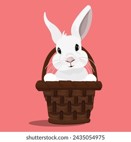 easter bunny in a basket. Happy Easter. 