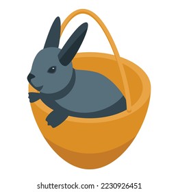 Easter bunny basket icon isometric vector. Cute rabbit. Funny animal