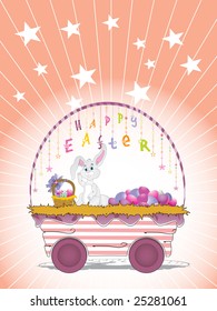 easter bunny in the basket, illustration