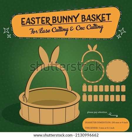 easter bunny basket for laser cutting and cnc cutting