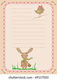 easter bunny with a basket lined notepad