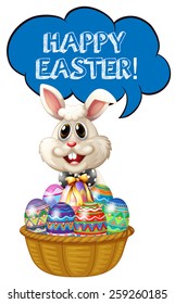 Easter bunny and basket of painted eggs
