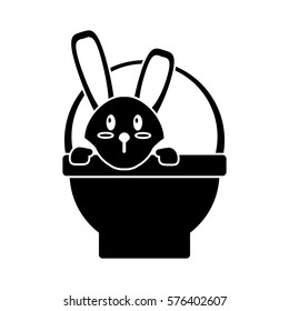 easter bunny in basket present pictogram